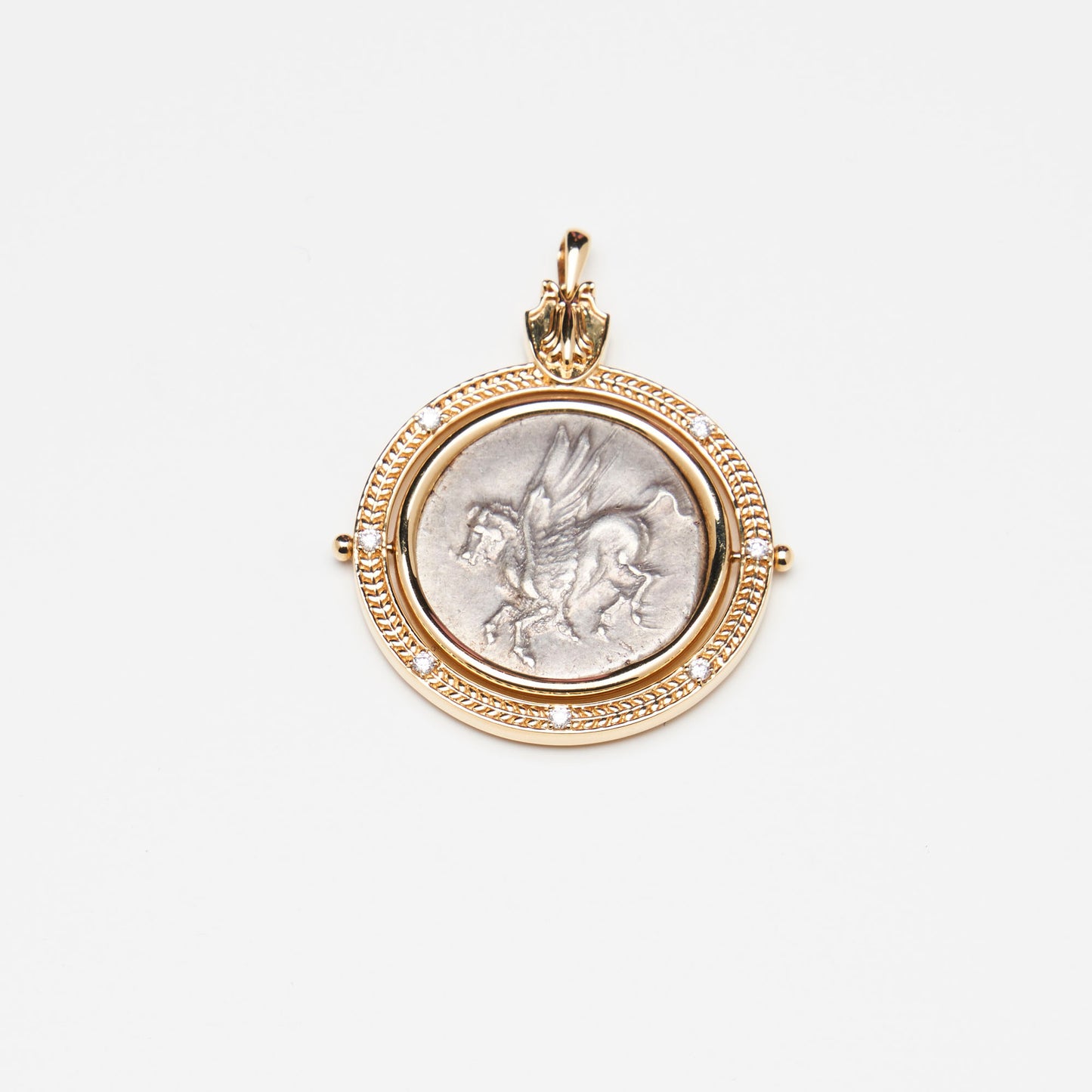 18K Gold Reversible Athena/Pegasus Coin Pendant