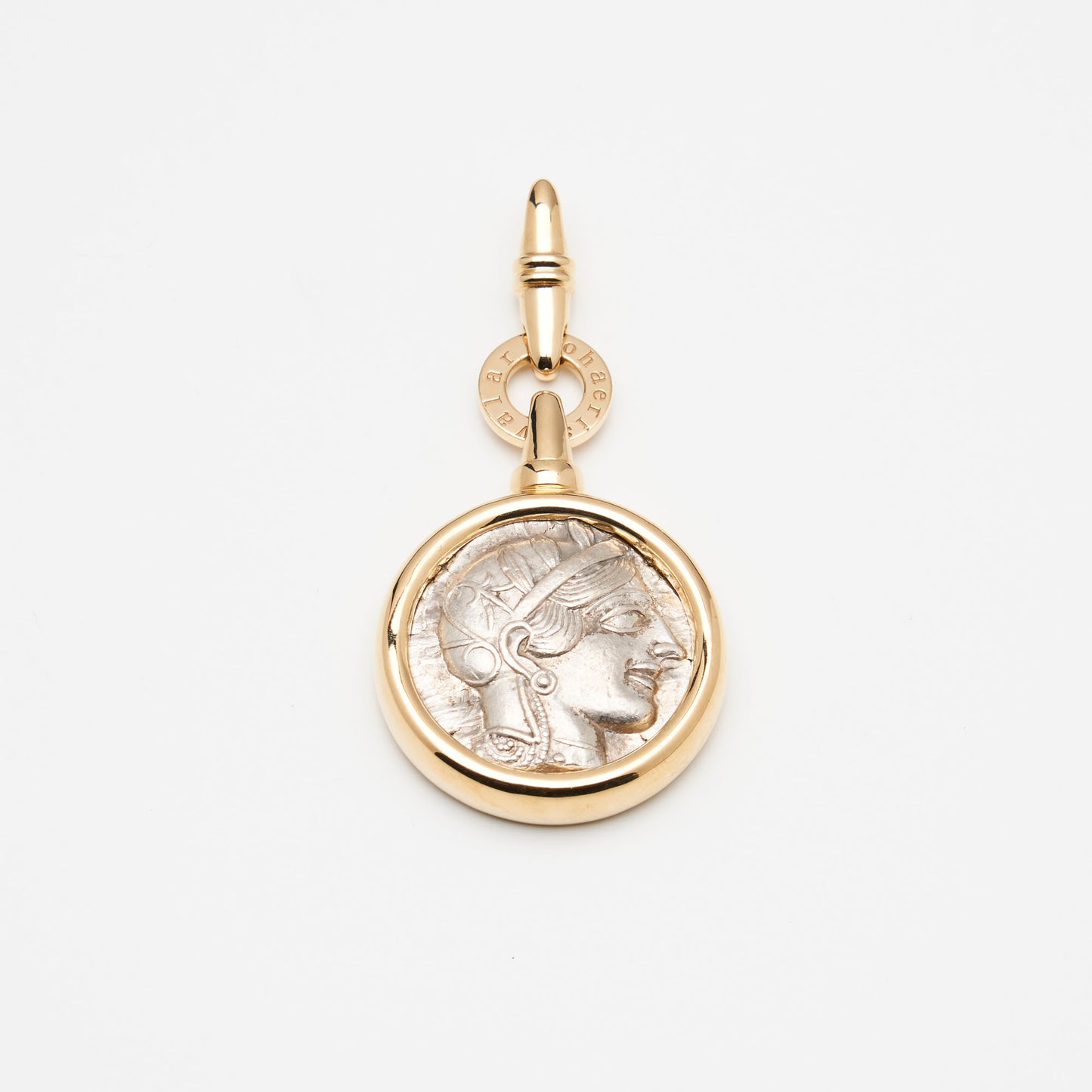 18K Gold Athena/ Owl Coin Reversible Pendant