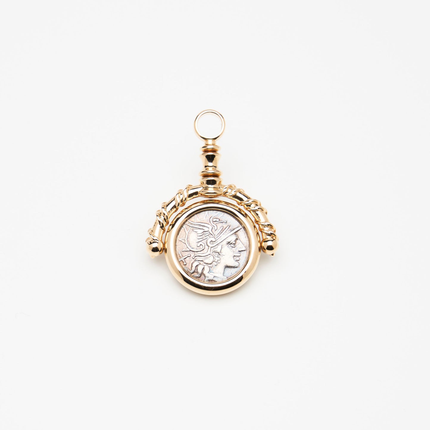 18K Gold Reversible Rome Coin Pendant