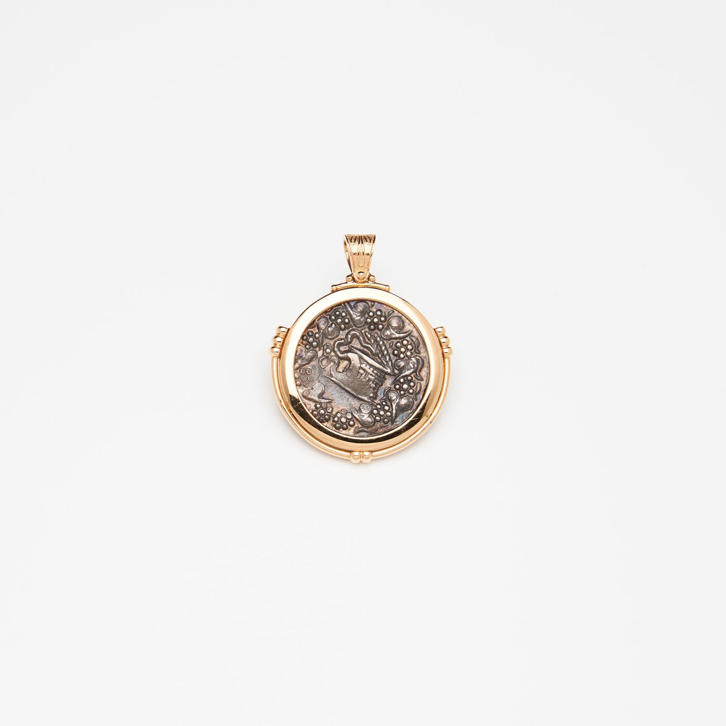 18K Gold Greek Coin Pendant