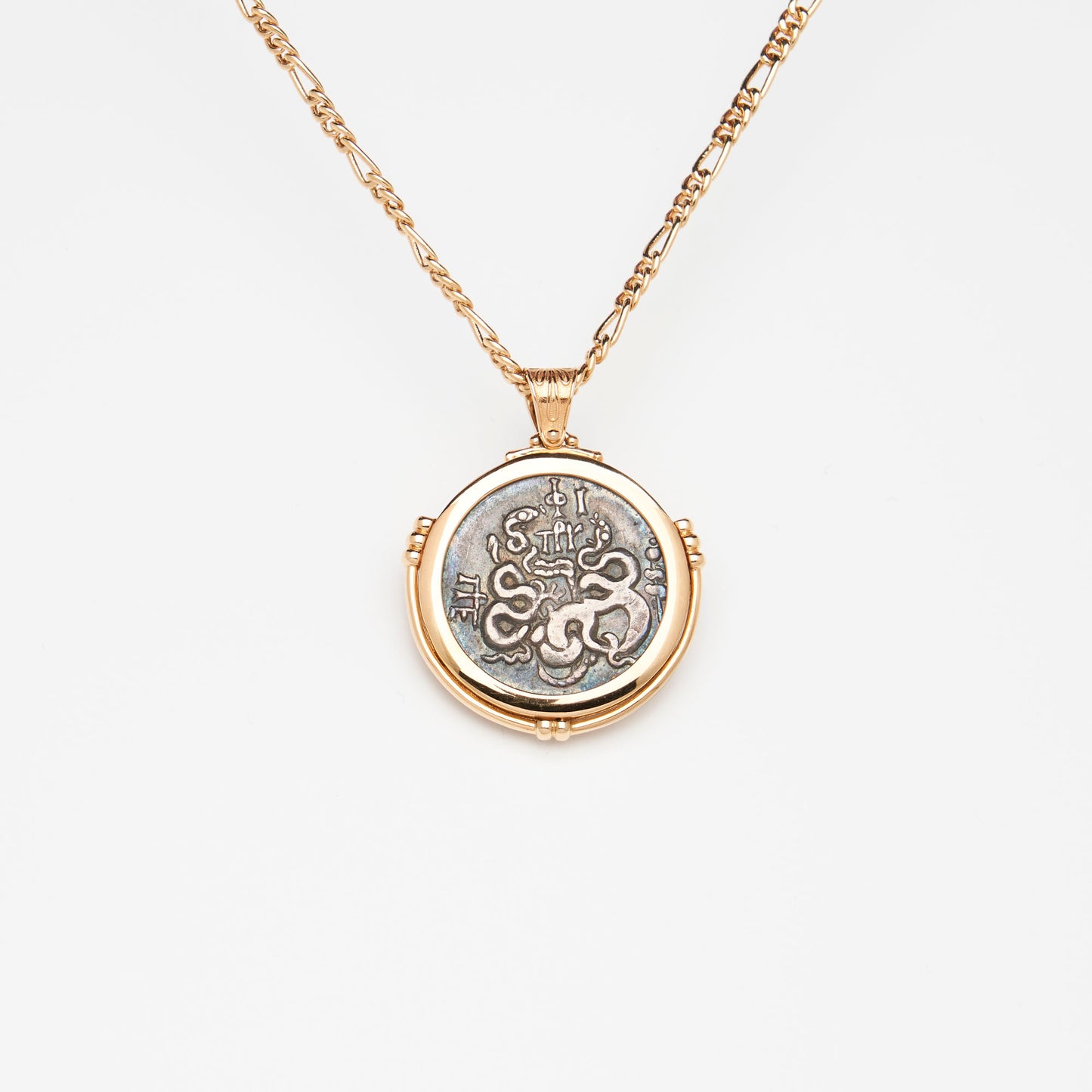 18K Gold Greek Coin Pendant