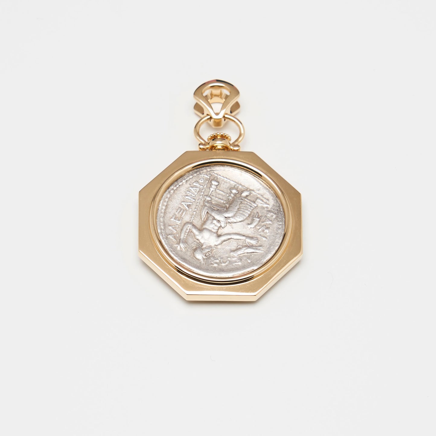 18K Gold Alexander The Great Coin Pendant w/Diamond