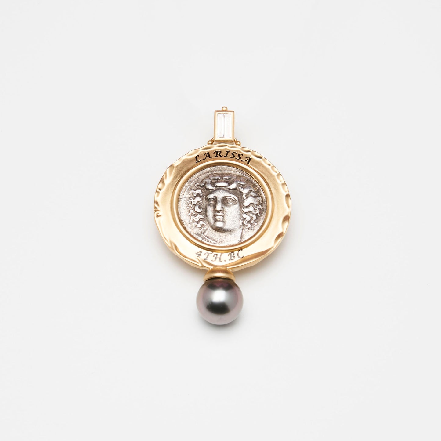 18K Gold & Pearl Apollo Coin Pendant