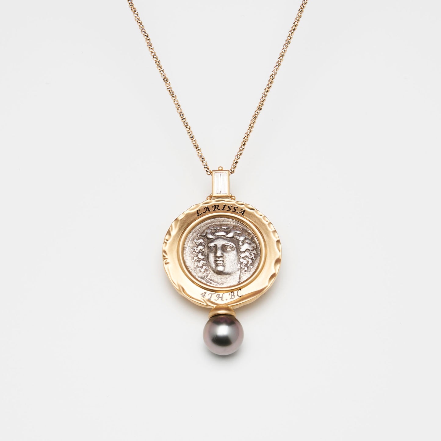 18K Gold & Pearl Apollo Coin Pendant