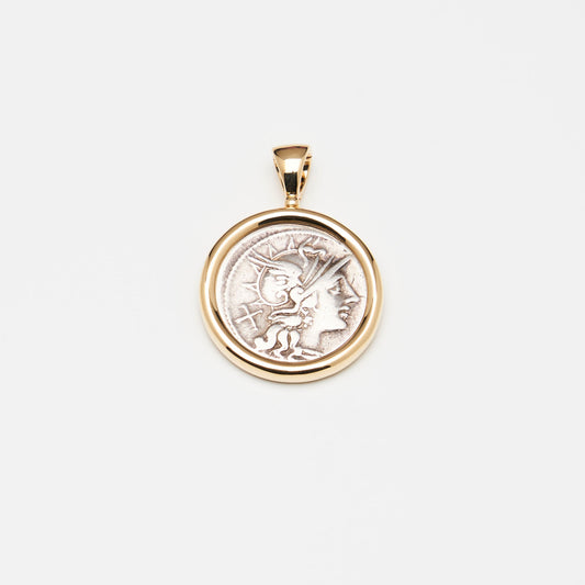 18K Gold Classic Rome Coin Pendant