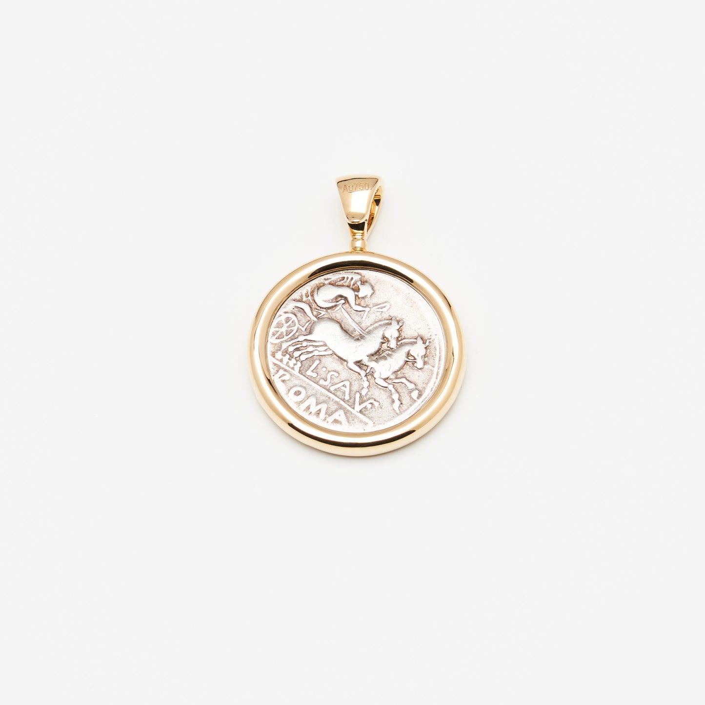 18K Gold Classic Rome Coin Pendant