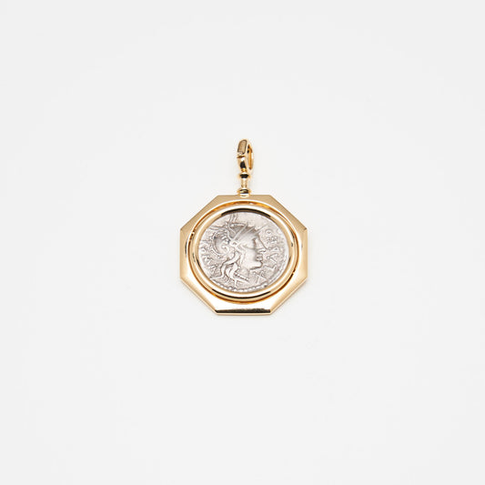 18K Gold Rome Reversible Coin Pendant