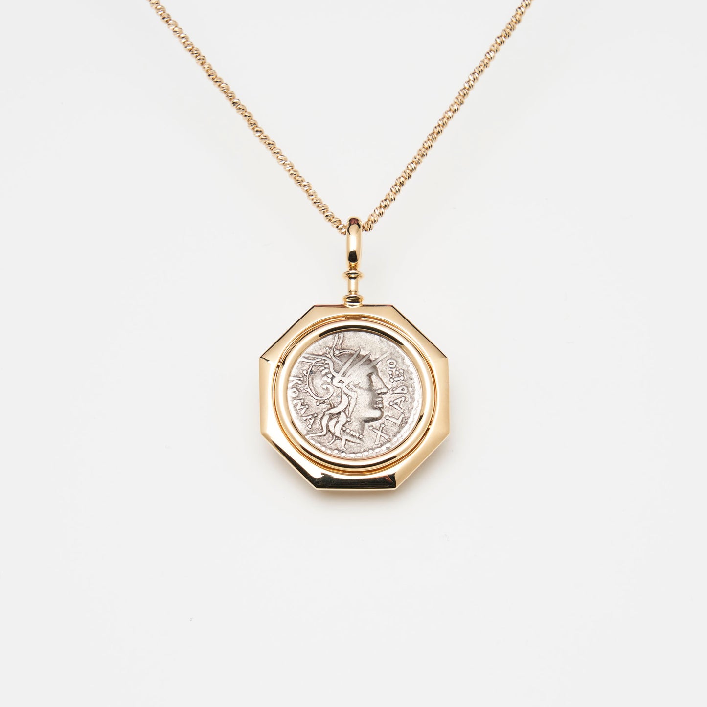 18K Gold Rome Reversible Coin Pendant