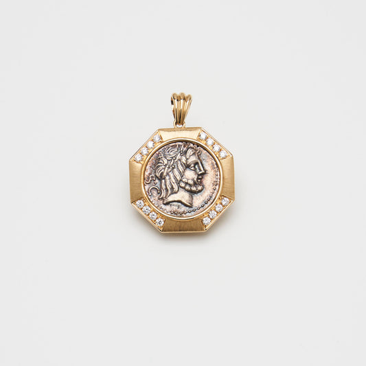 18K Gold Coin Octagon Pendant