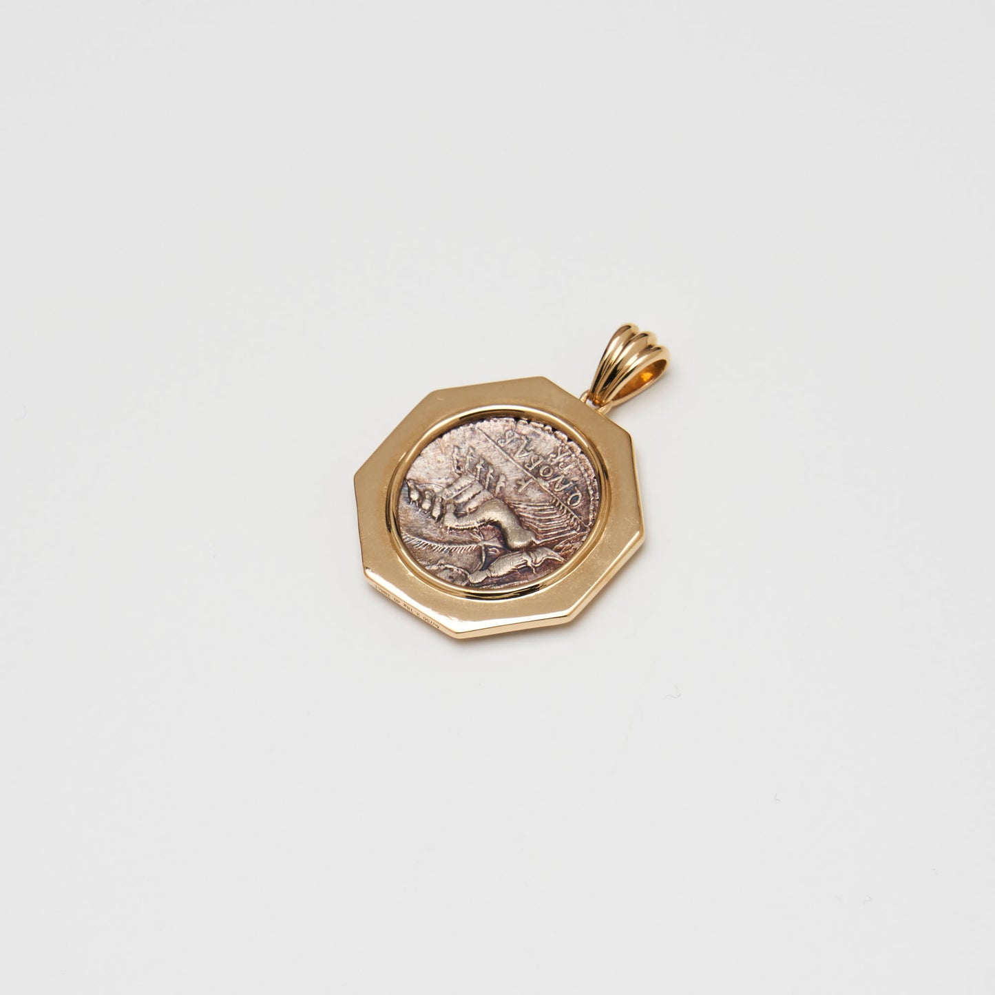 18K Gold Coin Octagon Pendant