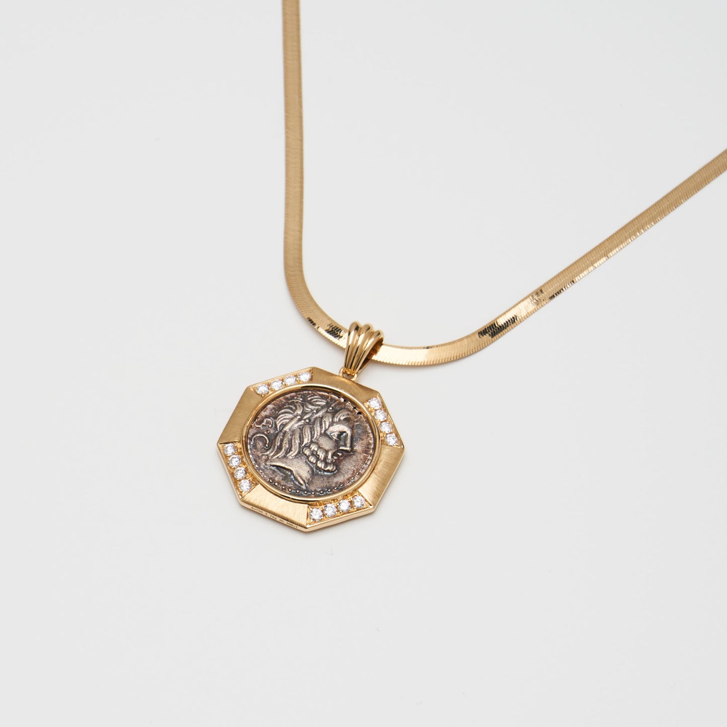 18K Gold Coin Octagon Pendant