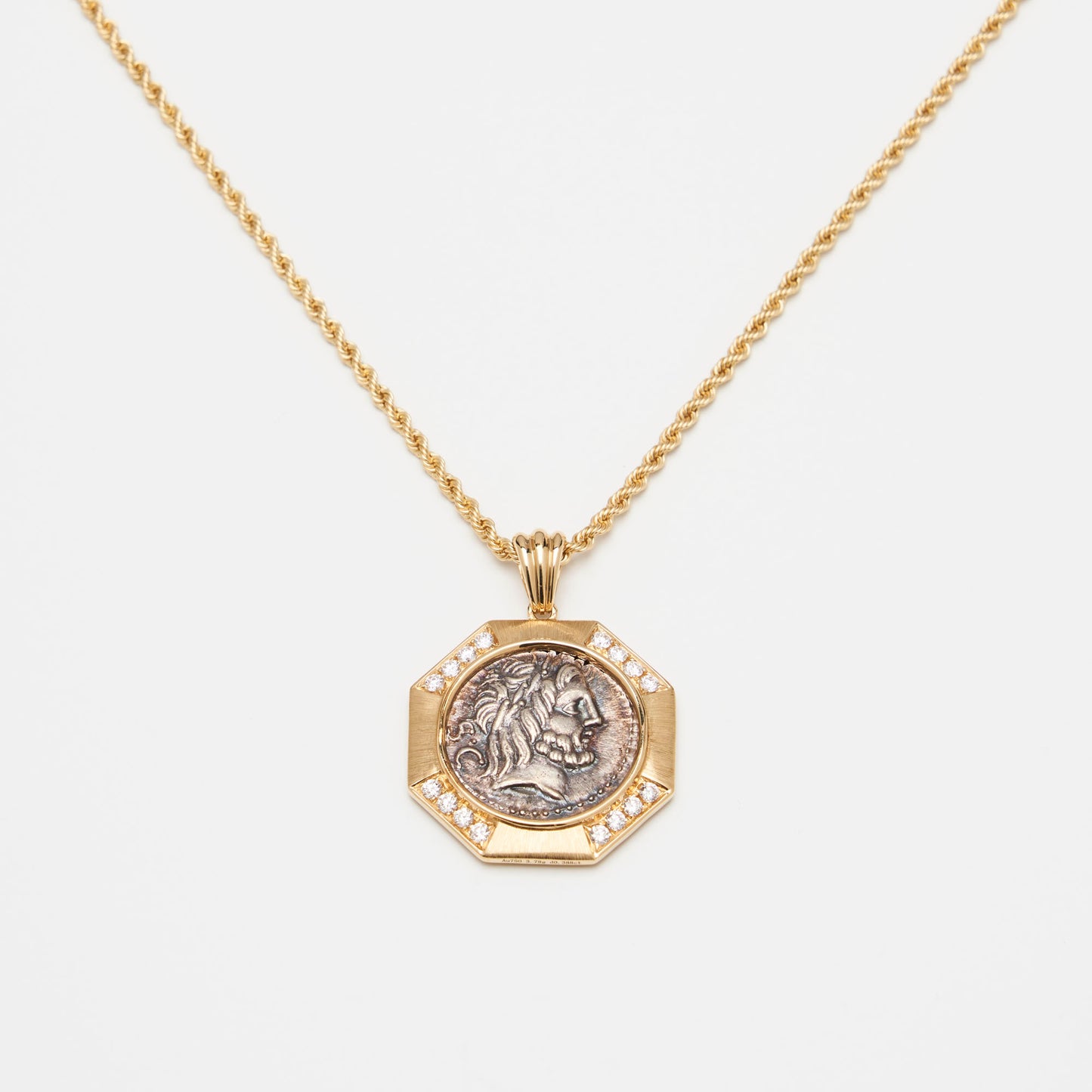 18K Gold Coin Octagon Pendant