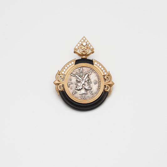 18K Gold Janus Coin Pendant