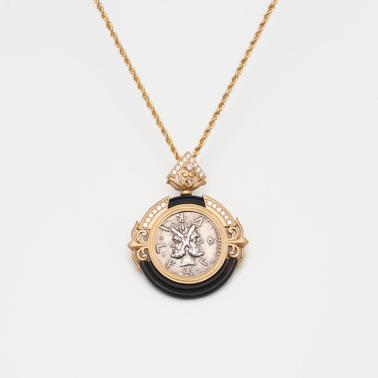 18K Gold Janus Coin Pendant