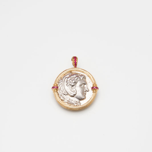 18K Gold Alexander The Great Coin Pendant