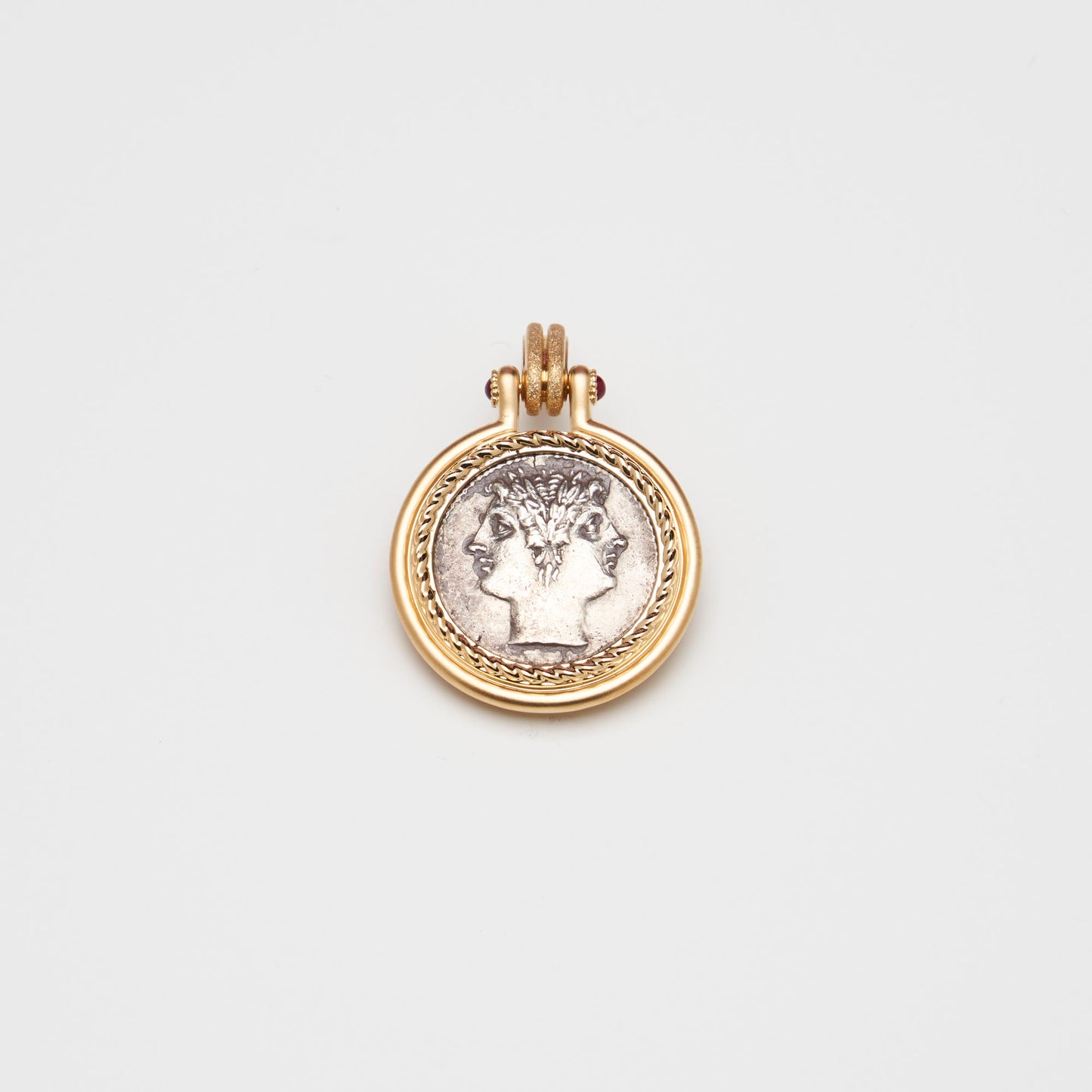 18K  Gold Rome Janus Coin Pendant