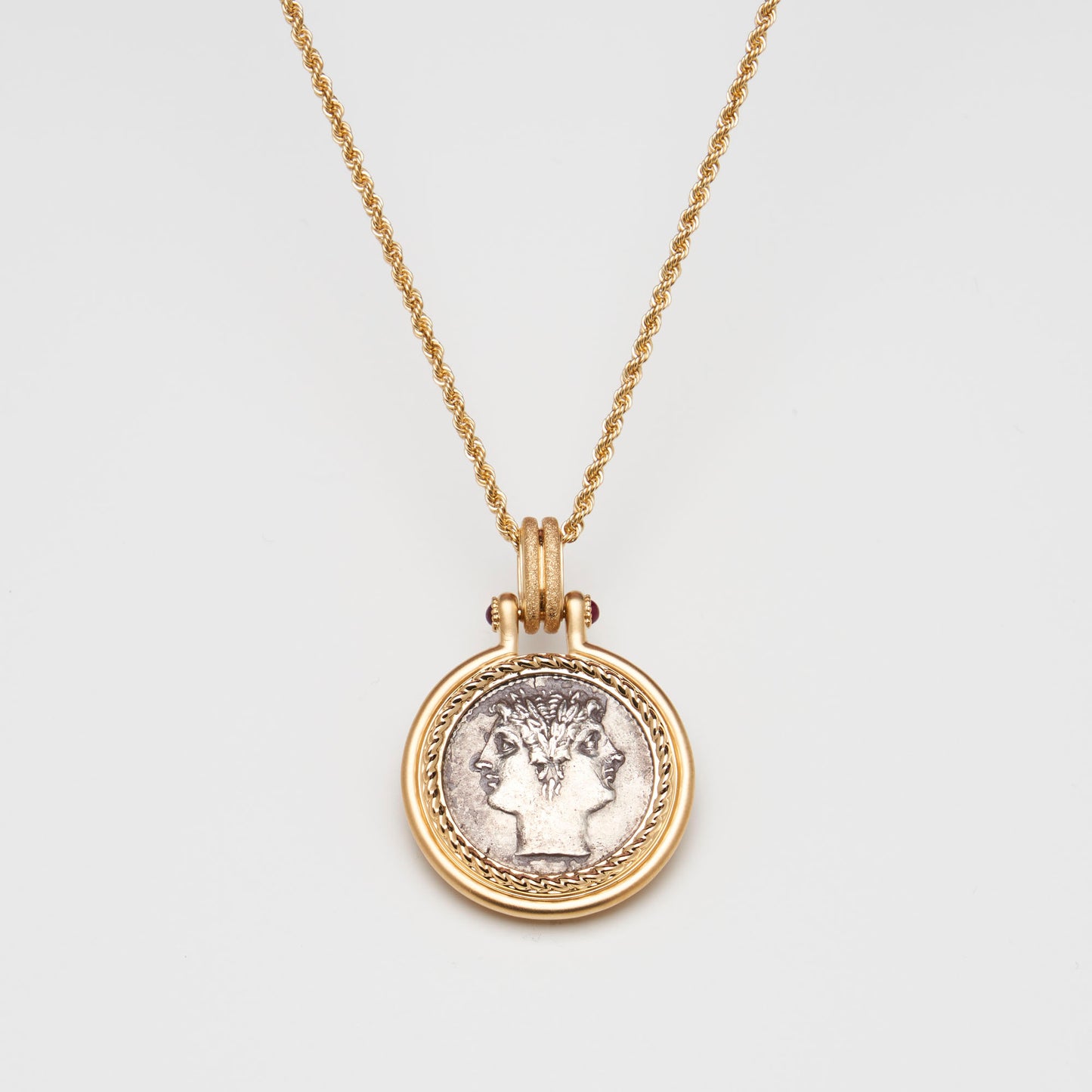 18K  Gold Rome Janus Coin Pendant