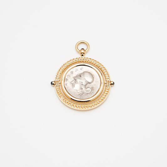 18K Gold Reversible Athena/Pegasus Coin Pendant