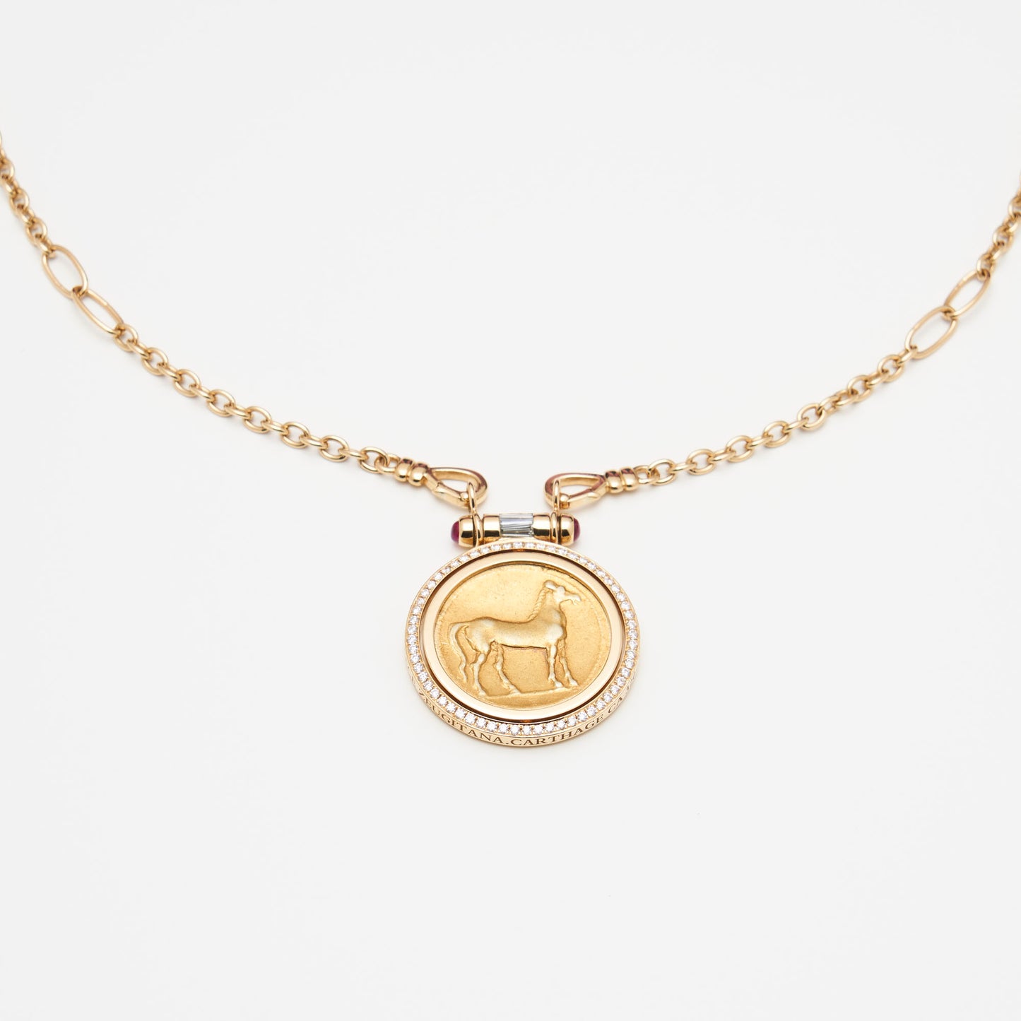 18K Gold Tanit Coin Reversible Necklace