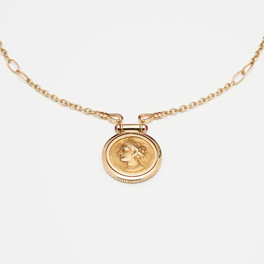 18K Gold Tanit Coin Reversible Necklace