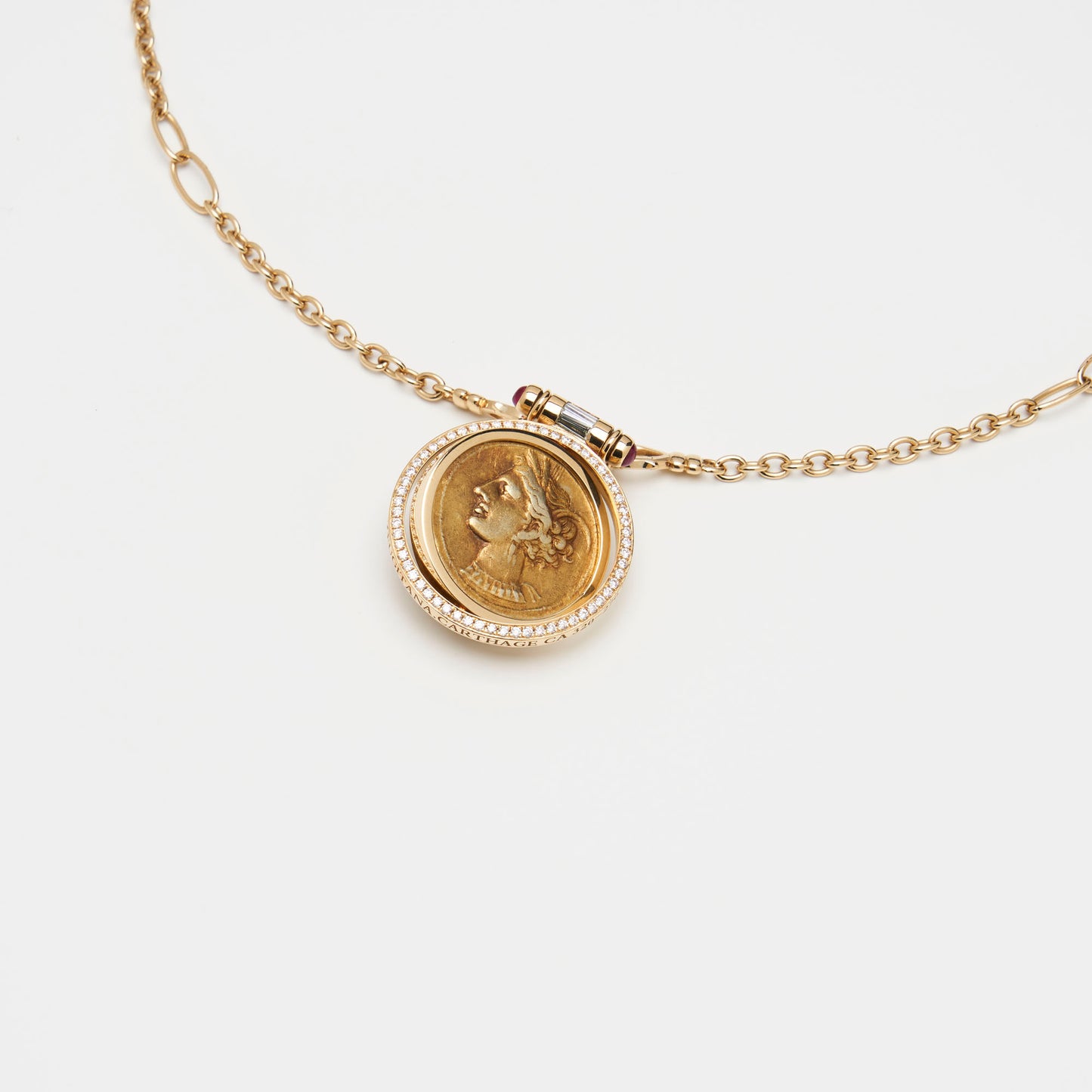 18K Gold Tanit Coin Reversible Necklace