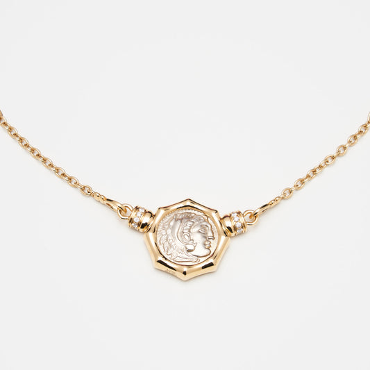 18K Gold Alexander The Great Coin Necklace